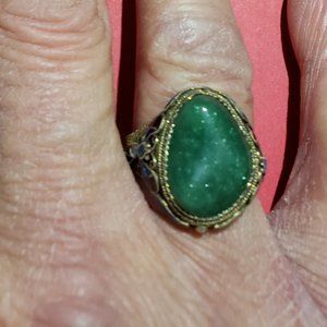 Vintage Chinese Silver & Jade Ring